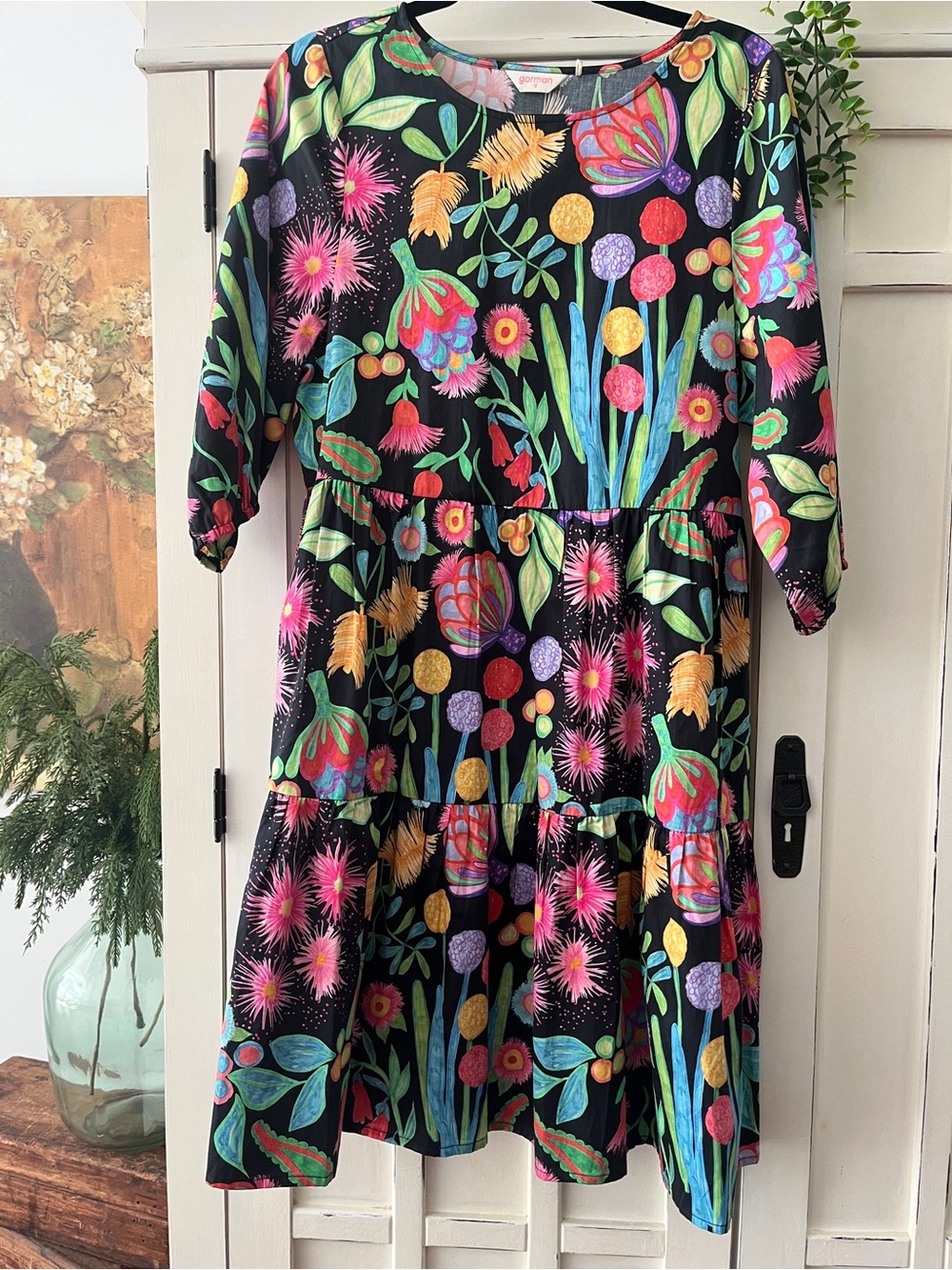 GORMAN Winter Waratah Floral Tiered Dress Size 10 nwot